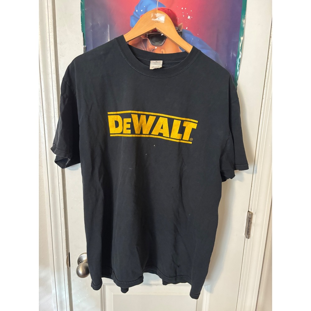 Vintage DeWalt T Shirt Mens XL Black Guaranteed Tough Graphic Anvil Workwear